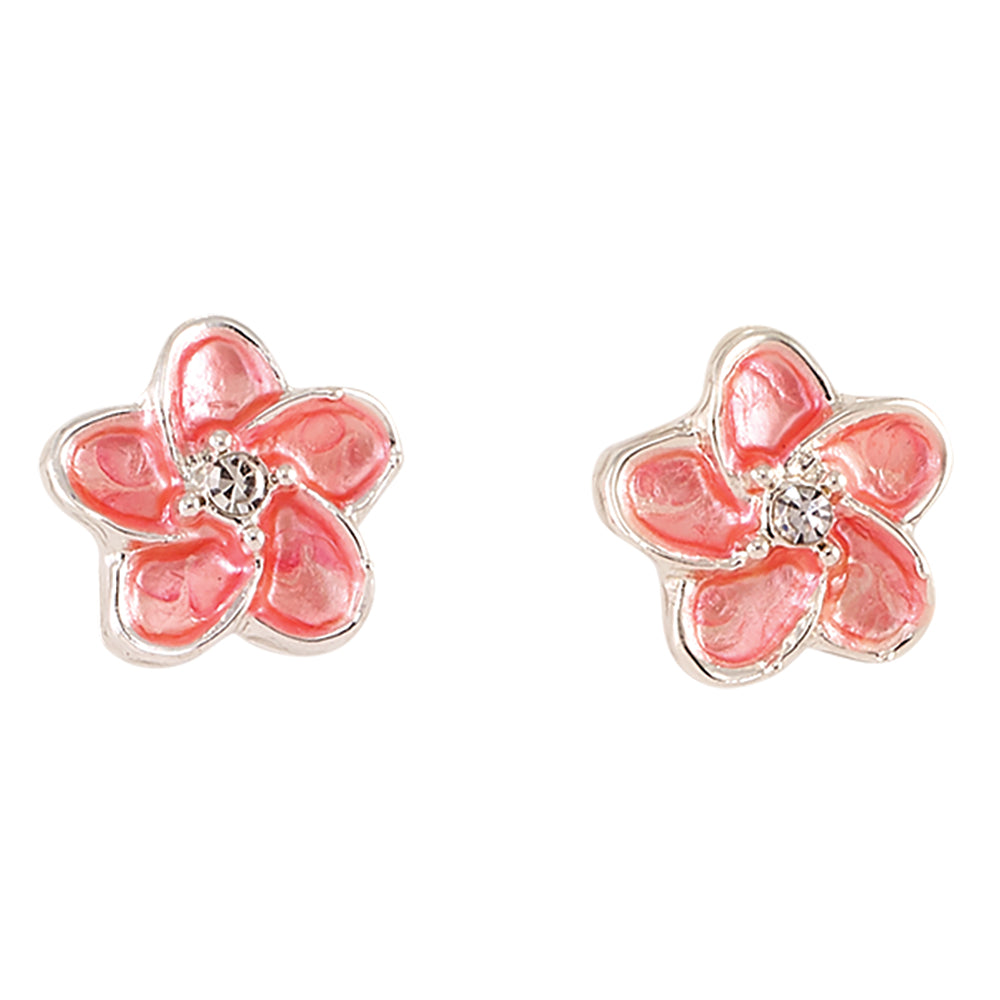 Enamel Hibiscus Stud Earrings