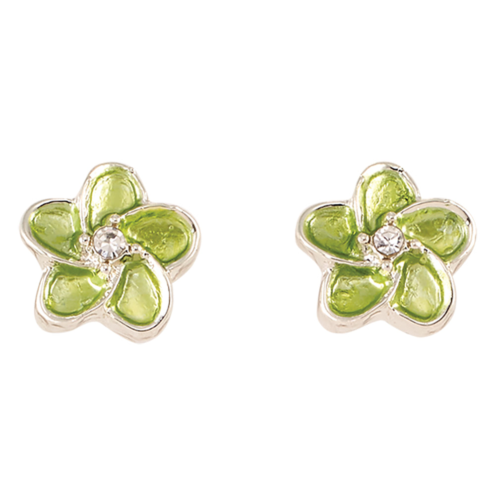 Enamel Hibiscus Stud Earrings