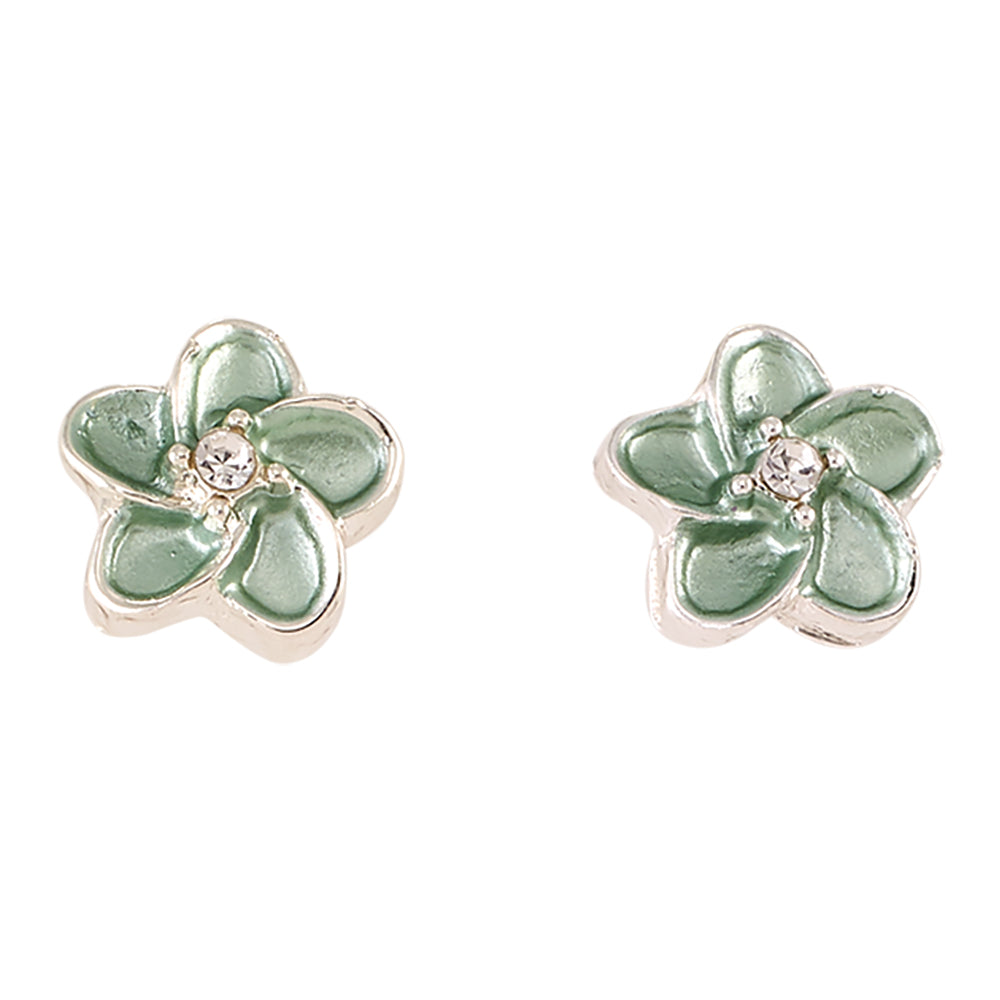 Enamel Hibiscus Stud Earrings