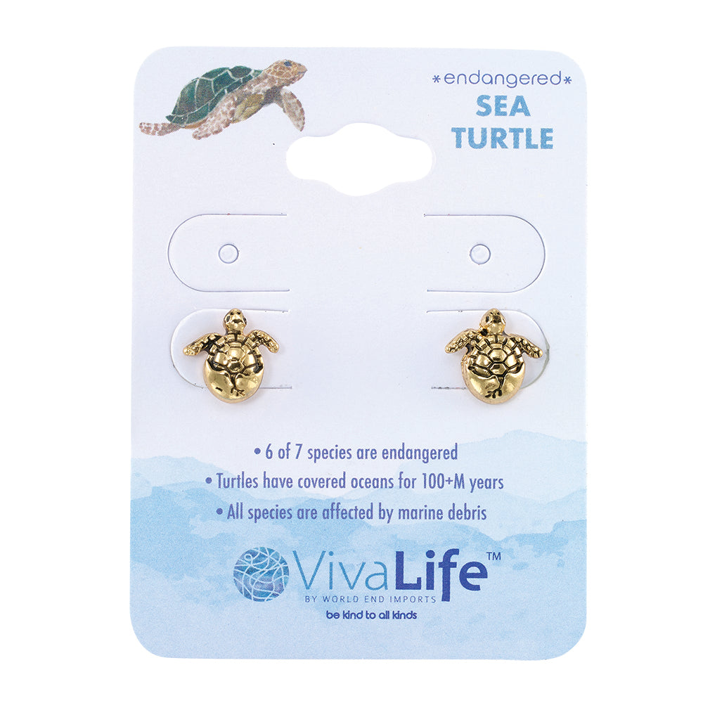 &quot;Give Back&quot; Hatching Sea Turtle Stud Earrings