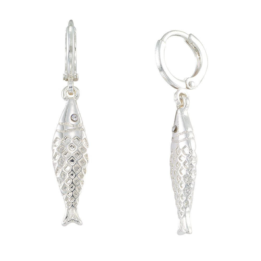 Crystal Sardine Huggie Earrings