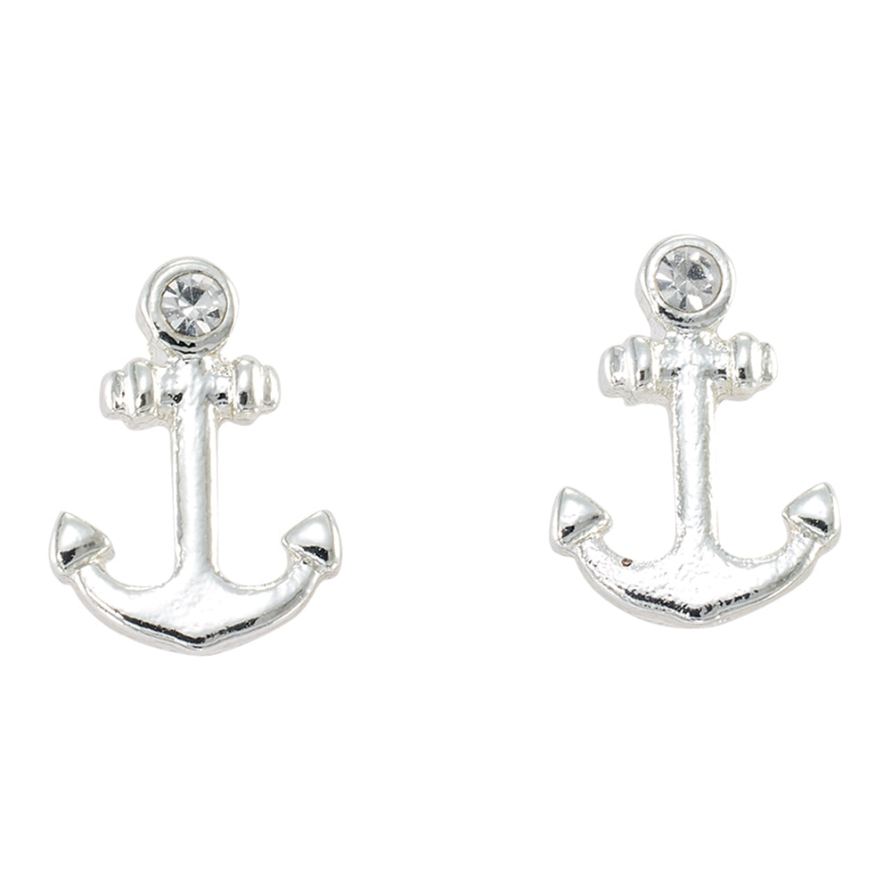 Anchor Crystal Stud Earrings