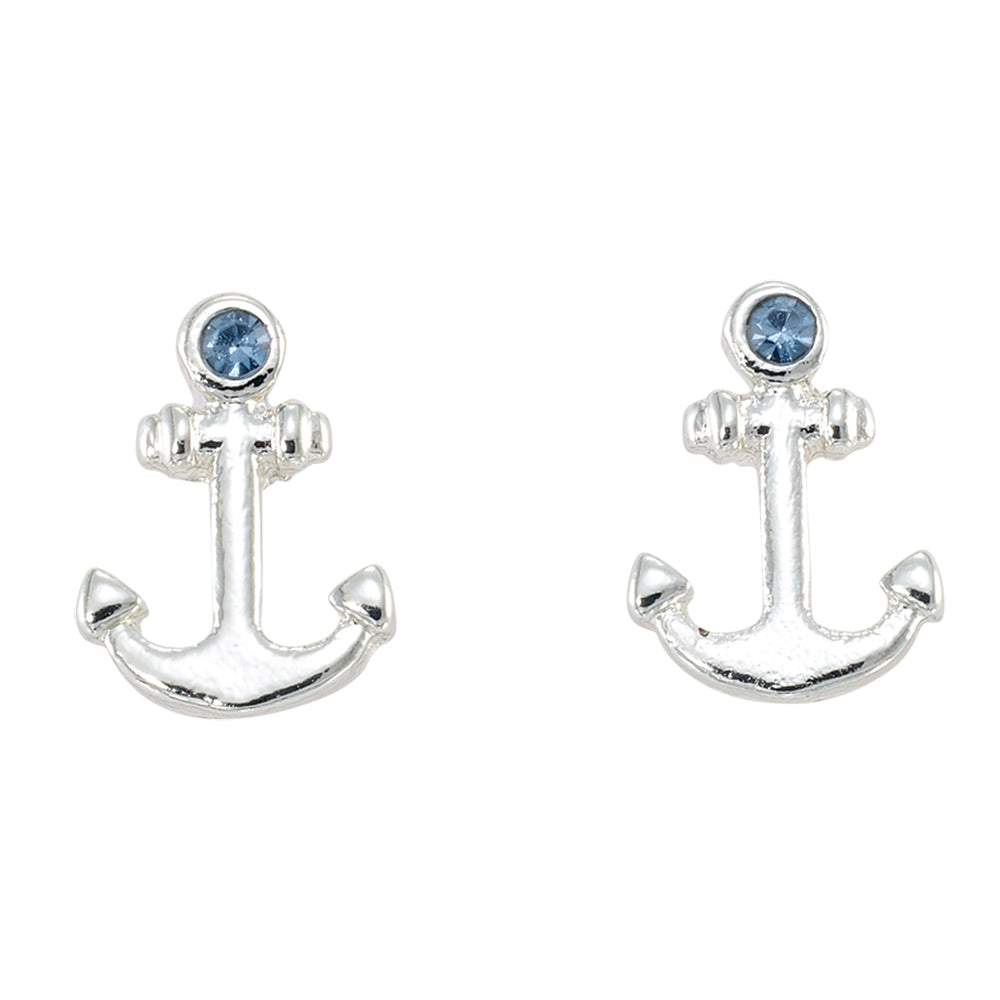 Anchor Crystal Stud Earrings