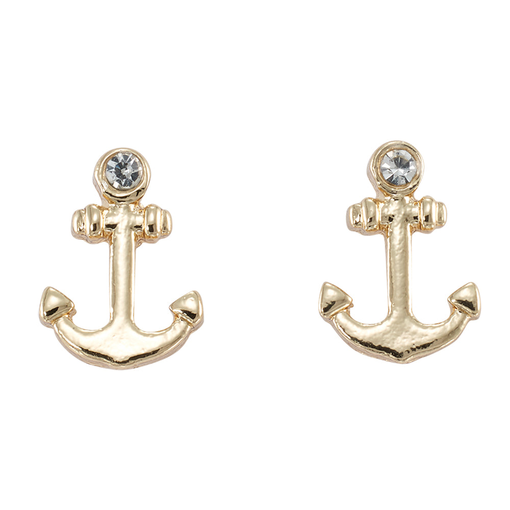 Anchor Crystal Stud Earrings