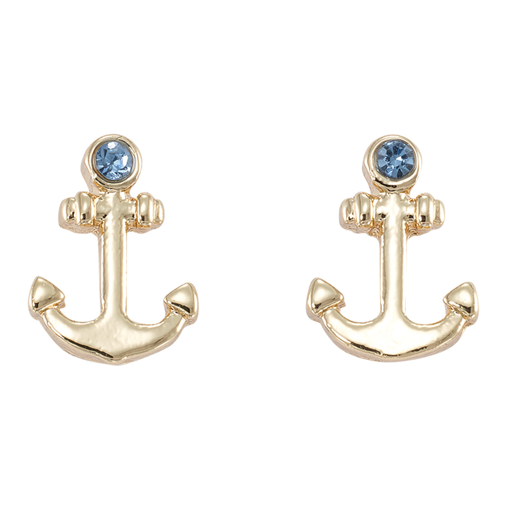 Anchor Crystal Stud Earrings