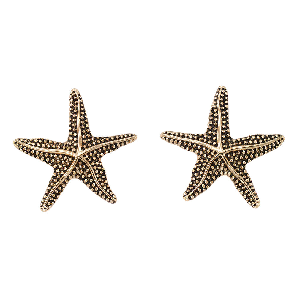 Antiqued Starfish Statement Stud Earrings