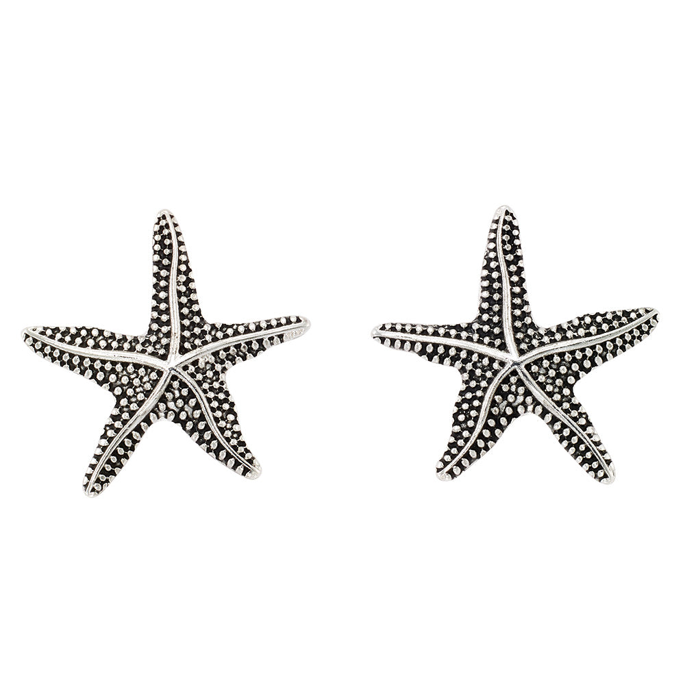 Antiqued Starfish Statement Stud Earrings