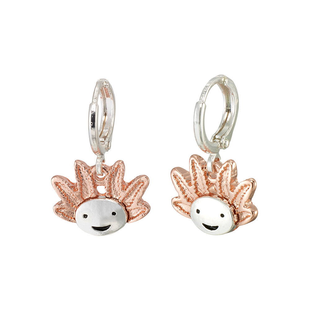 Two-Toned Axolotl Huggie Earrings