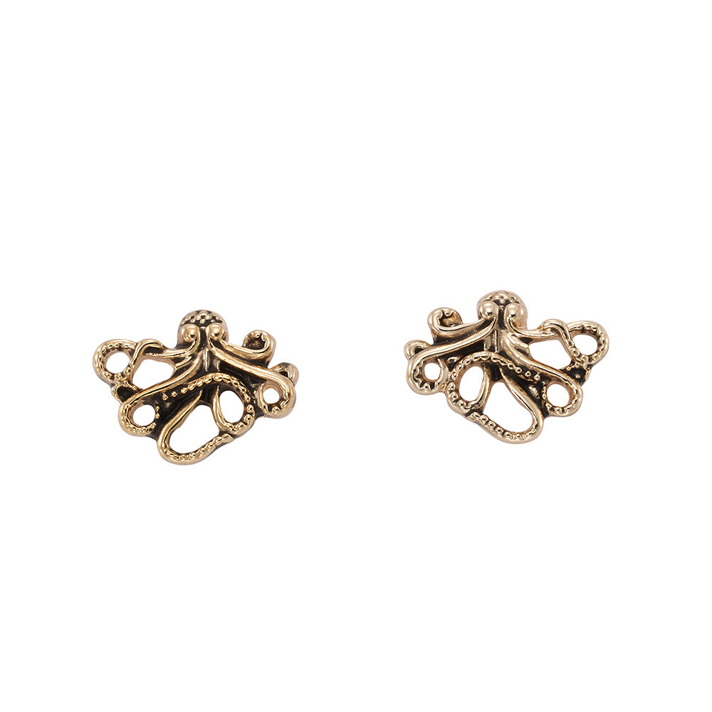 Antiqued Octopus Stud Earrings