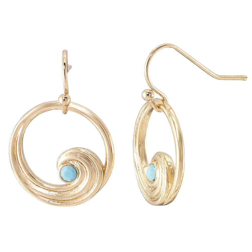 Wave Outline Crystal Earrings