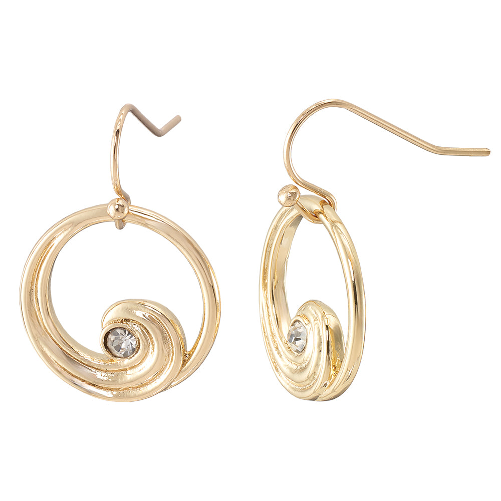 Wave Outline Crystal Earrings