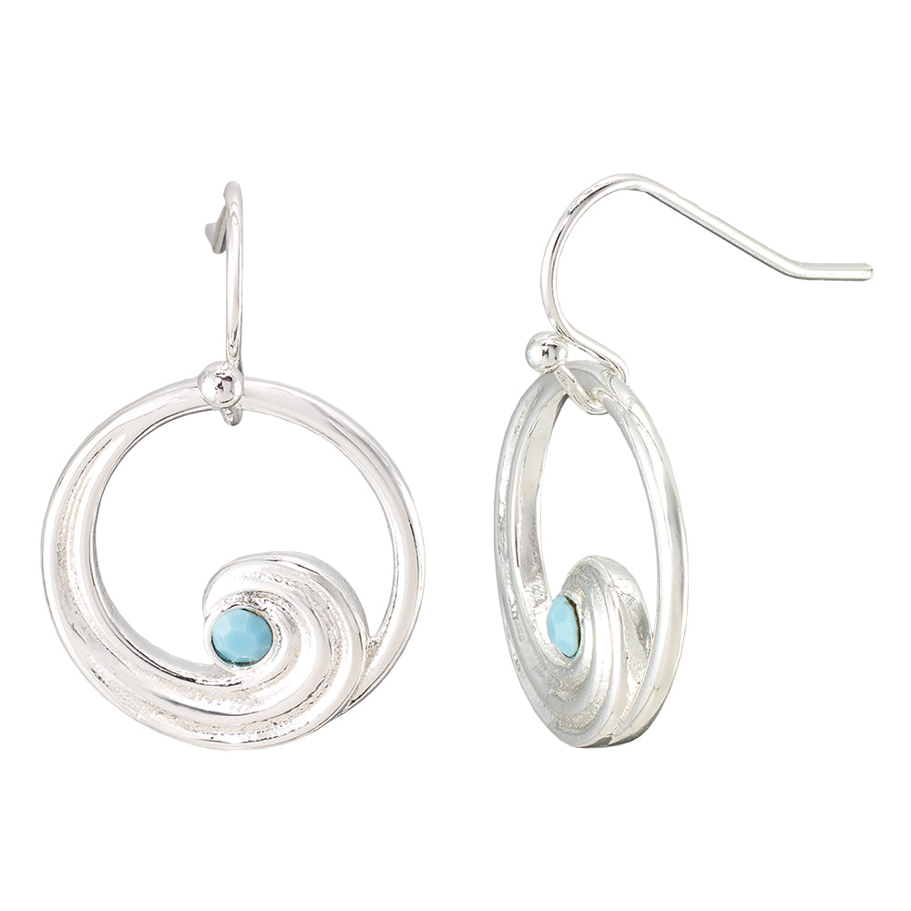 Wave Outline Crystal Earrings