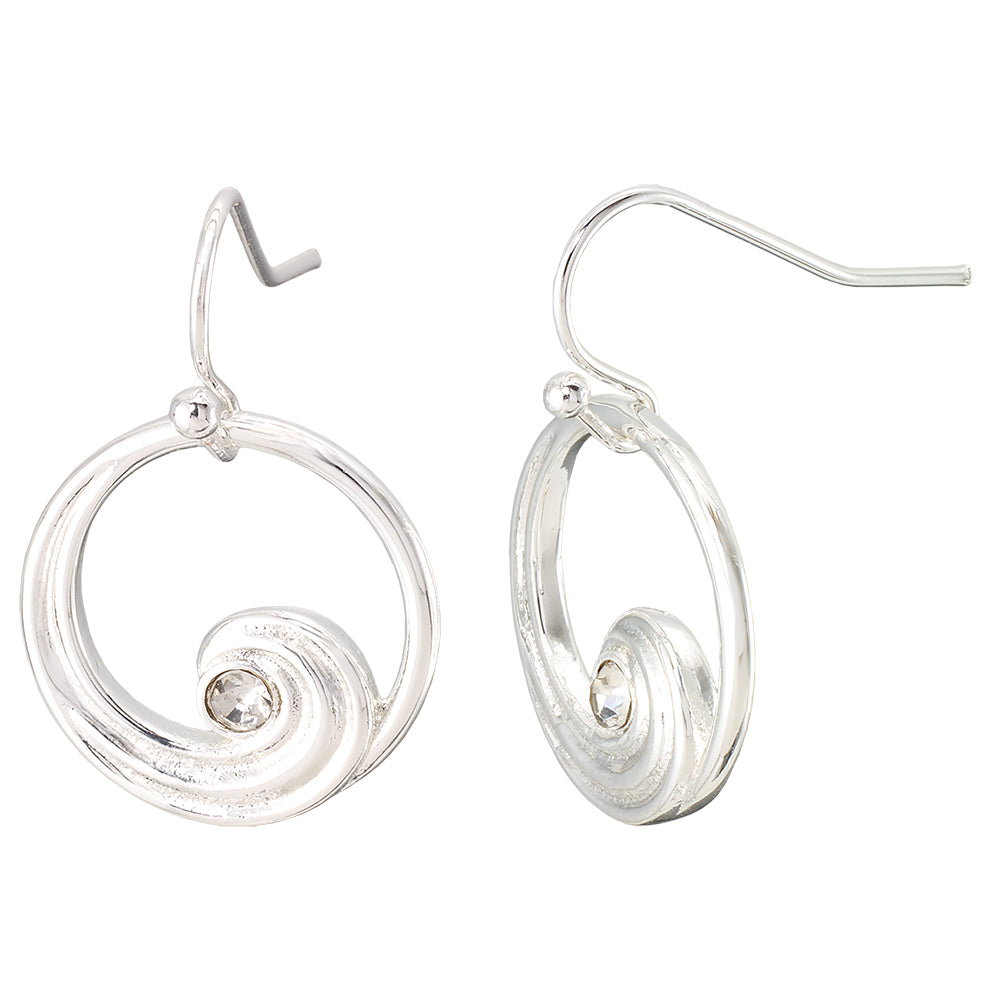 Wave Outline Crystal Earrings