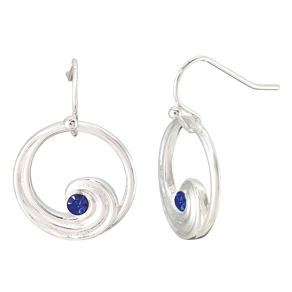Wave Outline Crystal Earrings