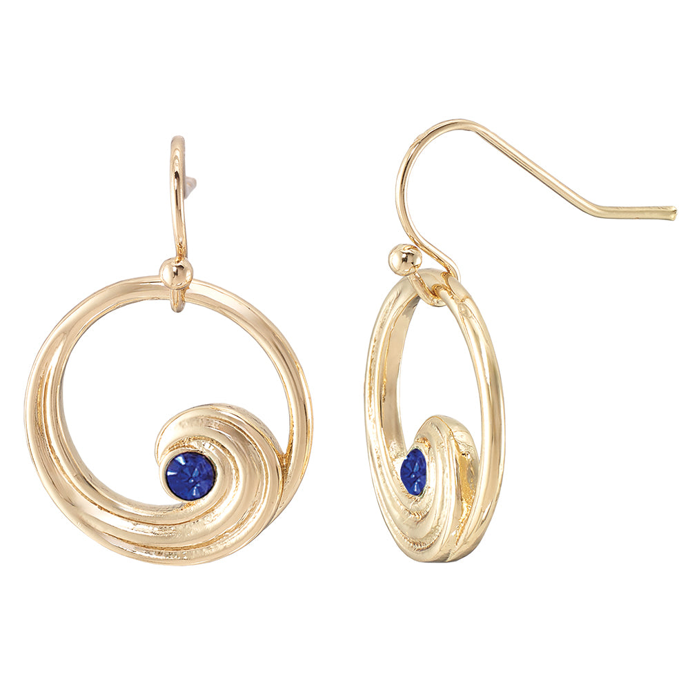Wave Outline Crystal Earrings