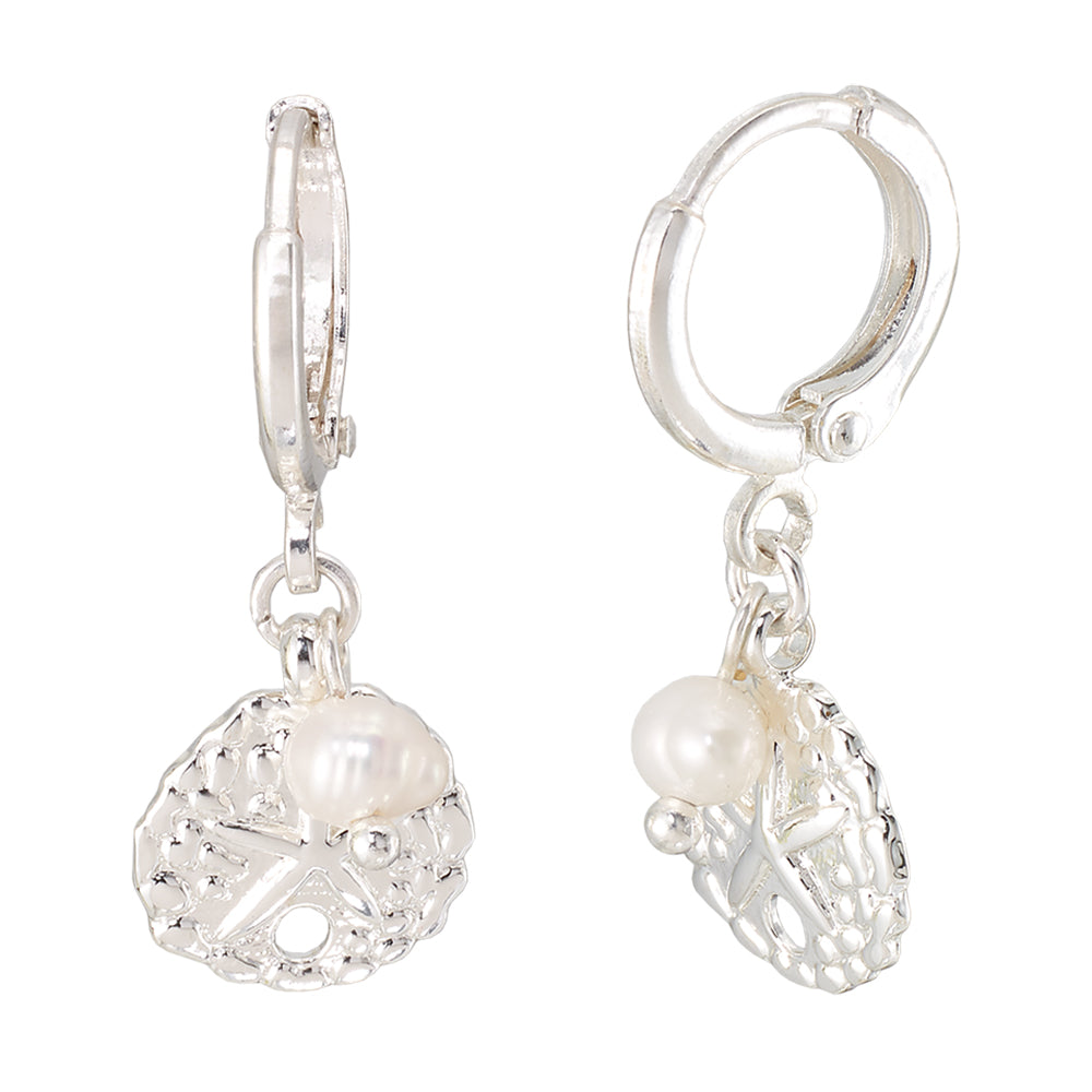 Sand dollar Pearl Huggie