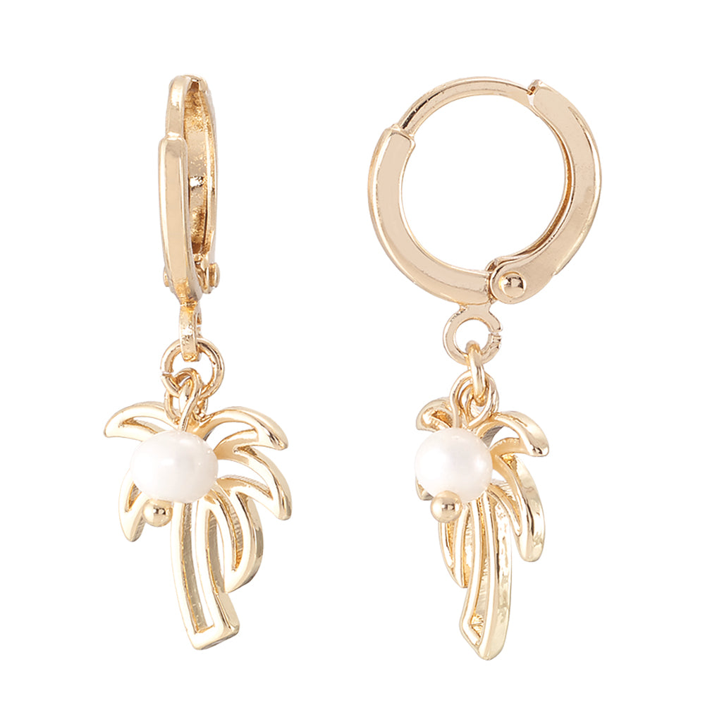 Palm Tree Pearl Huggie