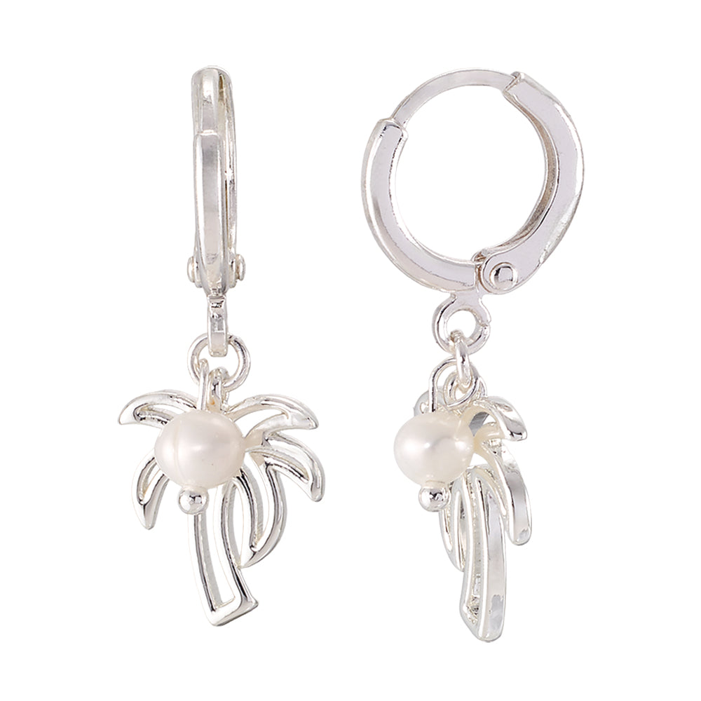 Palm Tree Pearl Huggie
