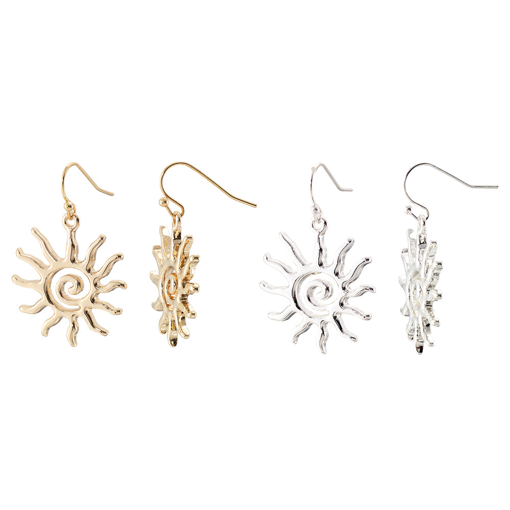Sun Pendant Fish Hook Earrings