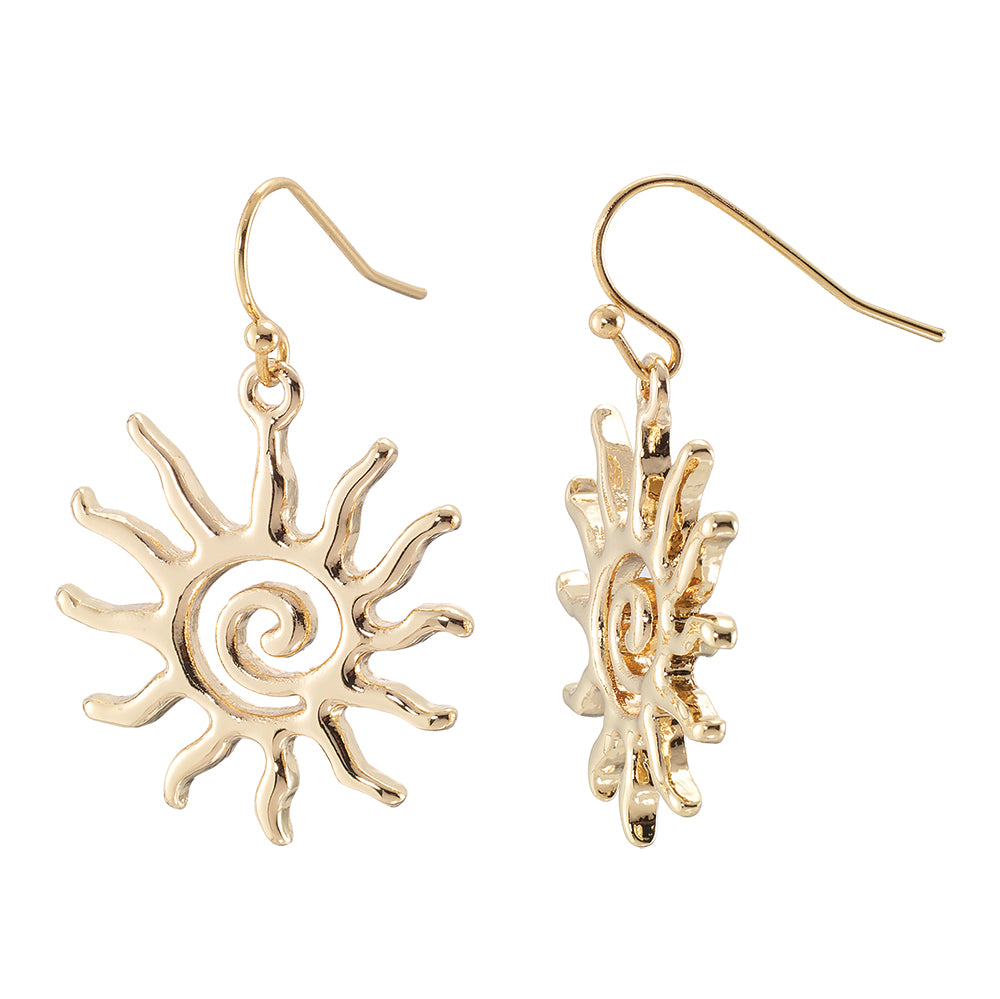 Sun Pendant Fish Hook Earrings
