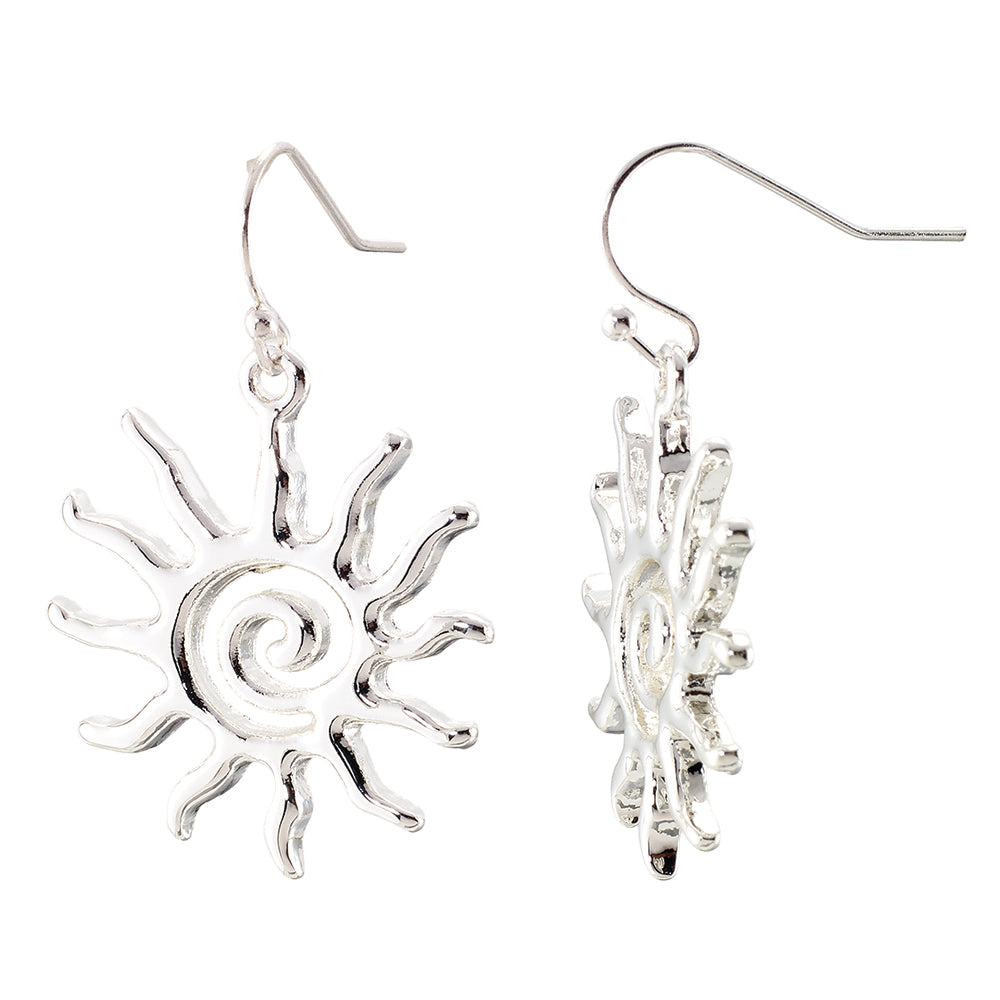 Sun Pendant Fish Hook Earrings