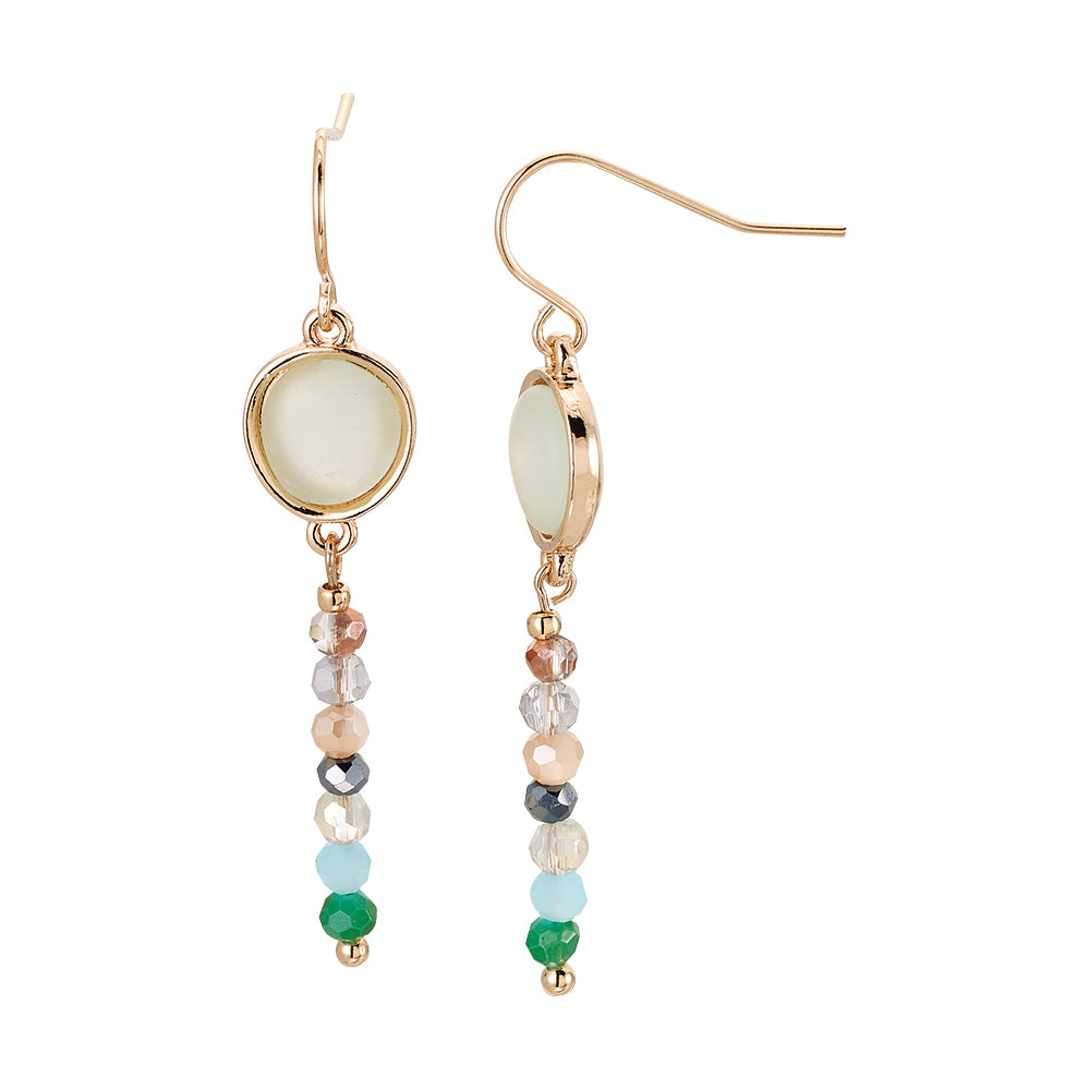 Gold Frosted Glass/Faceted Bead Earrings