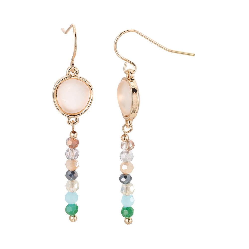Gold Frosted Glass/Faceted Bead Earrings