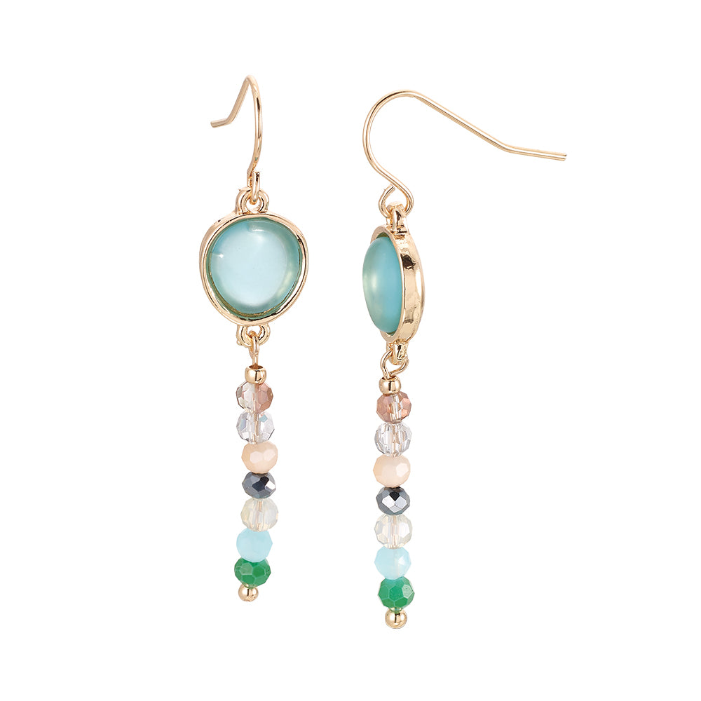 Gold Frosted Glass/Faceted Bead Earrings