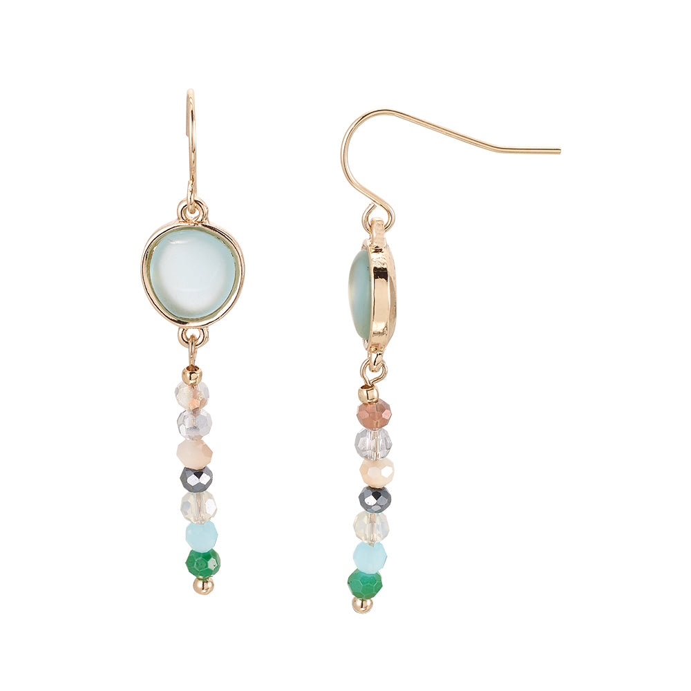 Gold Frosted Glass/Faceted Bead Earrings