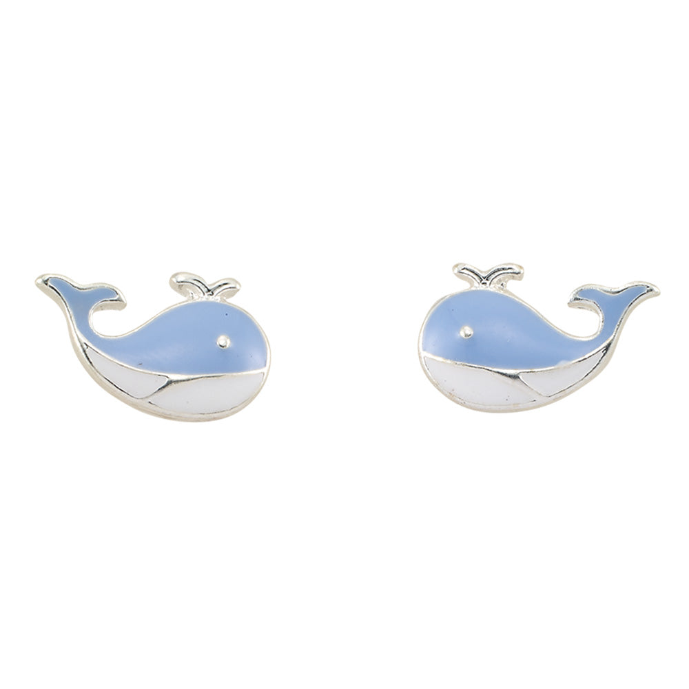 Enamel Whale Stud Earings