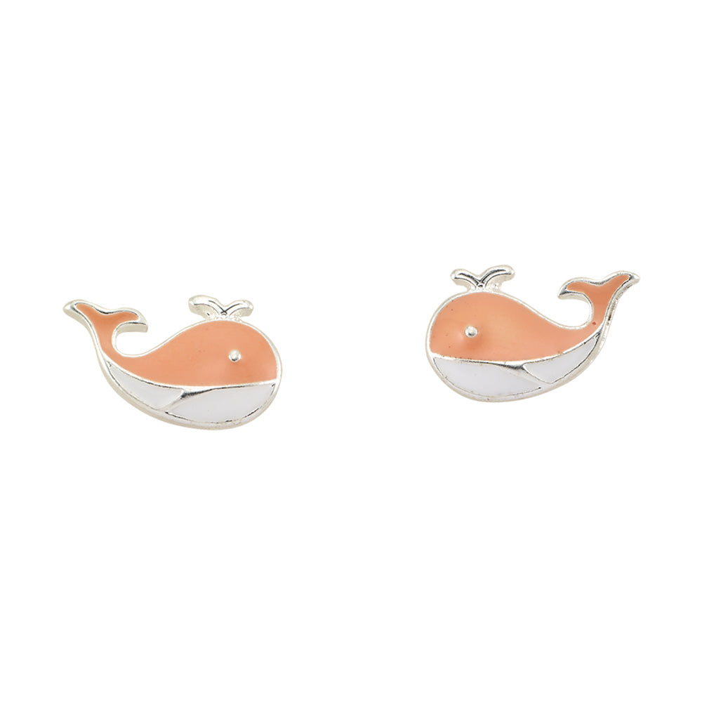 Enamel Whale Stud Earings