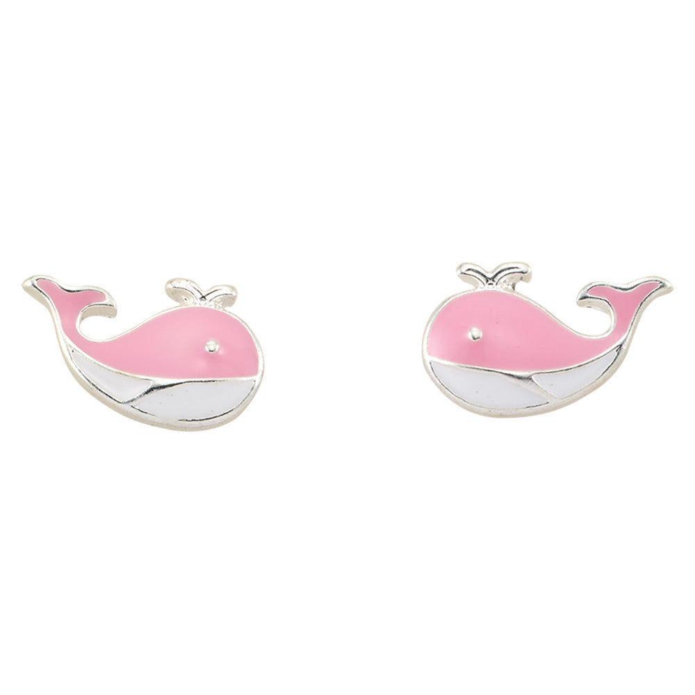 Enamel Whale Stud Earings