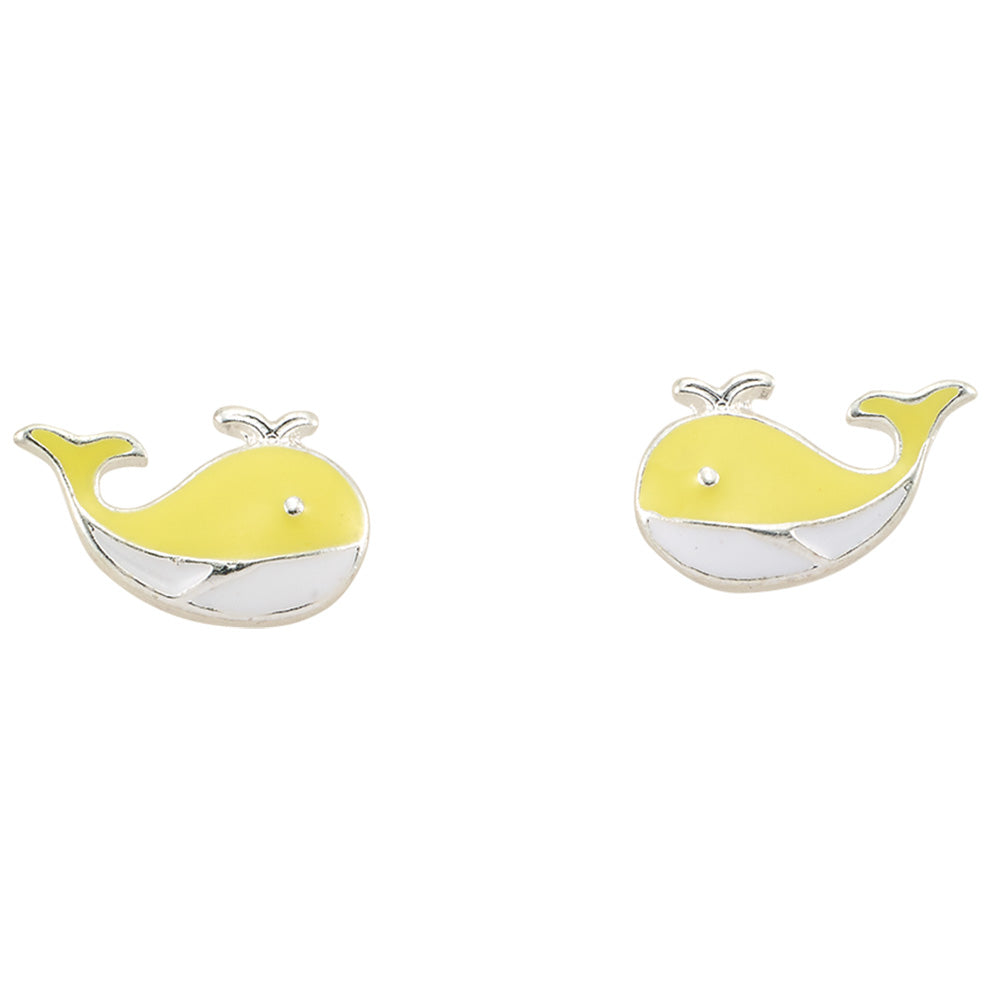 Enamel Whale Stud Earings