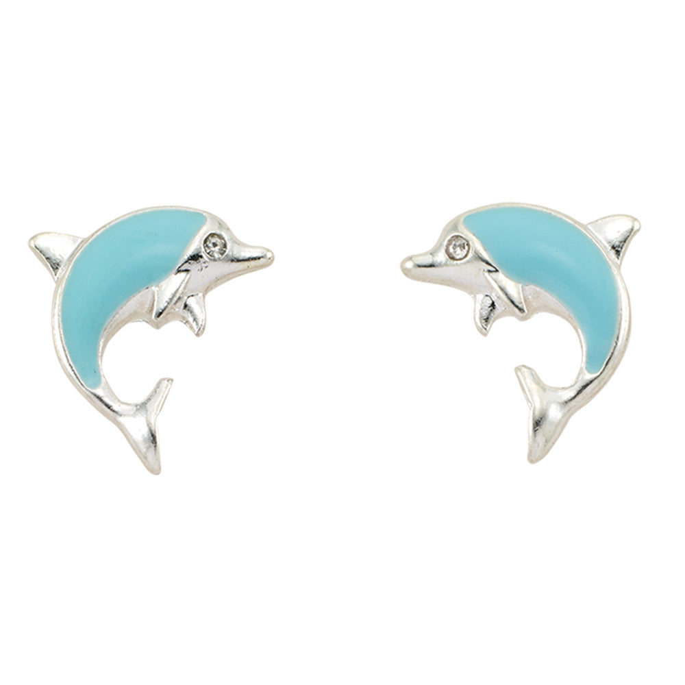 Enamel Dolphin Stud Earrings