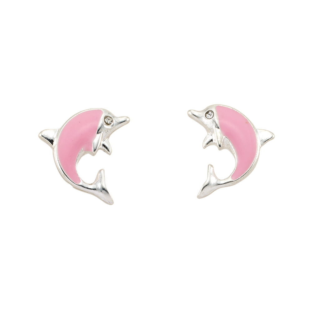 Enamel Dolphin Stud Earrings