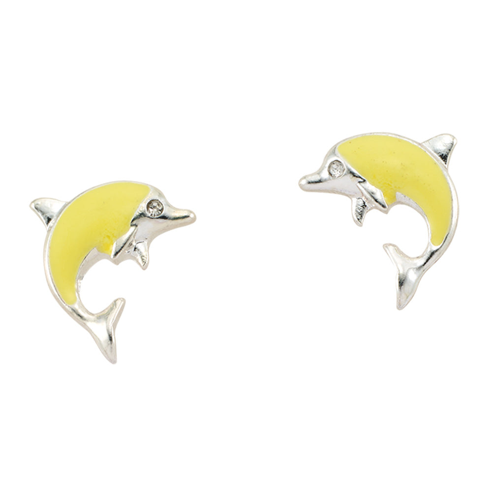 Enamel Dolphin Stud Earrings