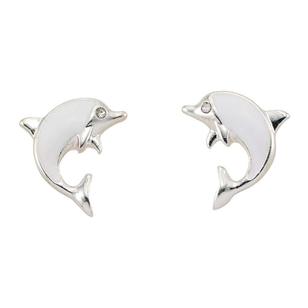 Enamel Dolphin Stud Earrings