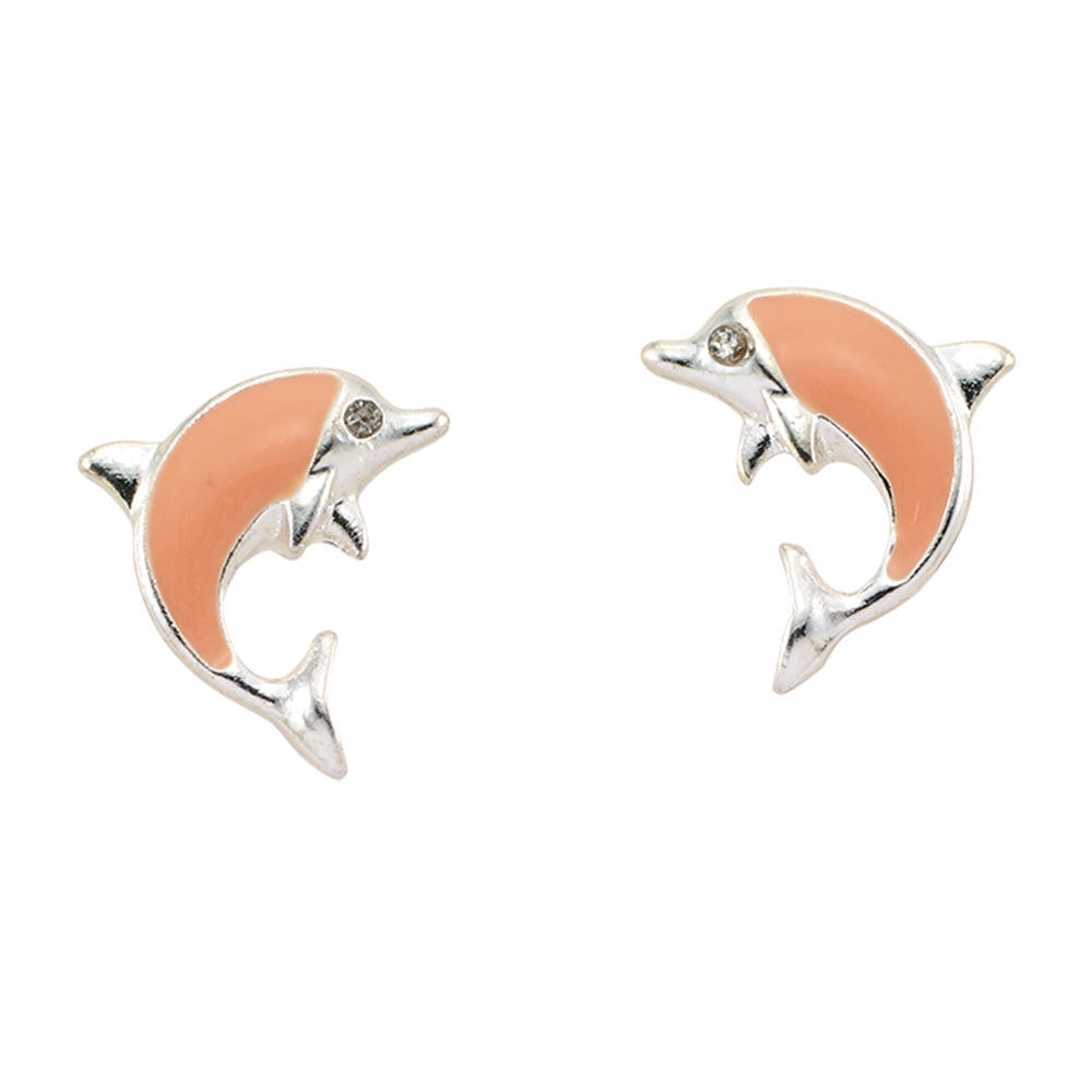 Enamel Dolphin Stud Earrings