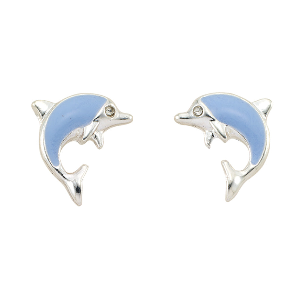 Enamel Dolphin Stud Earrings