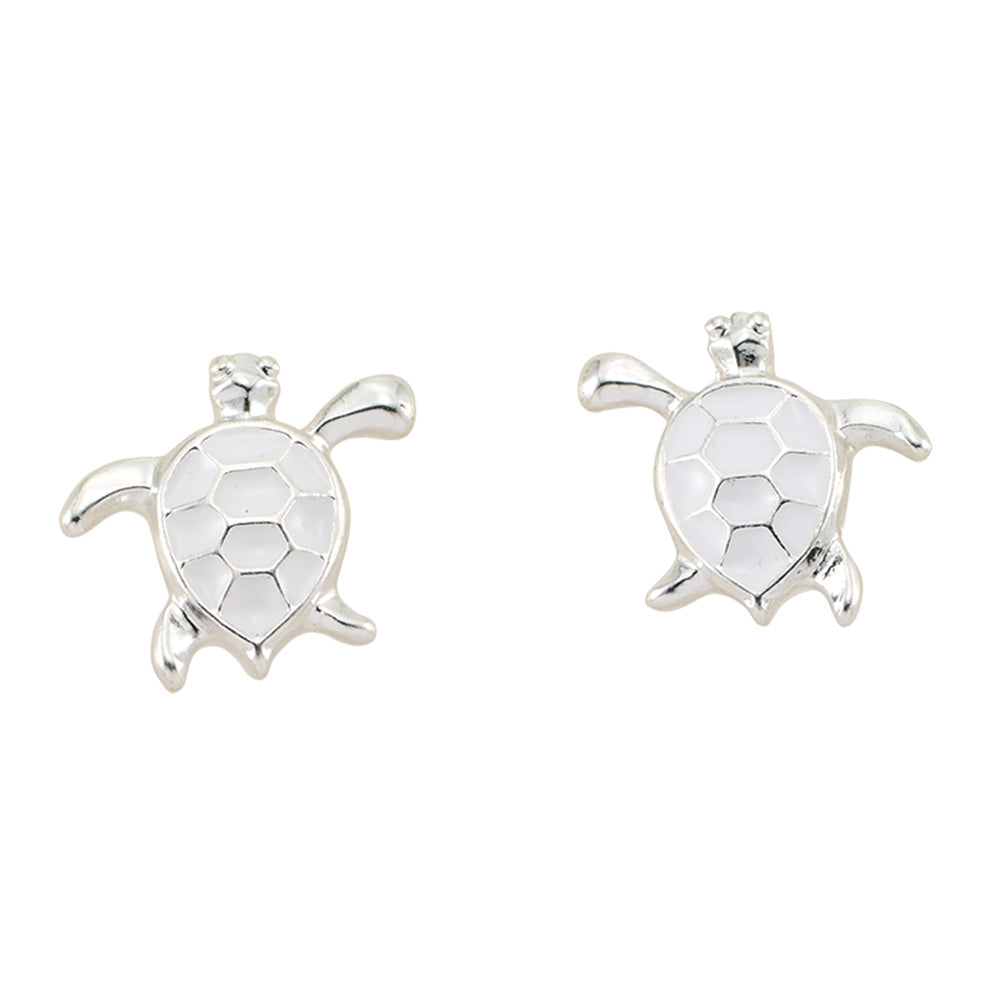 Enamel Sea Turtle Stud Earrings