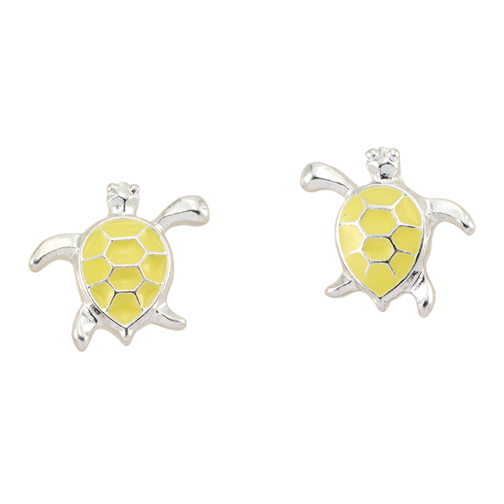 Enamel Sea Turtle Stud Earrings