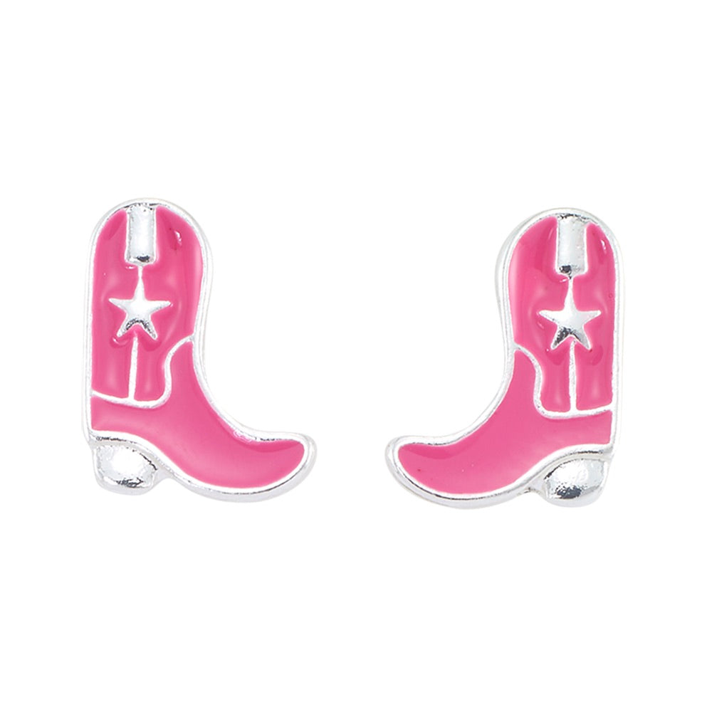 Enamel Cowboy Boot Stud Earrings