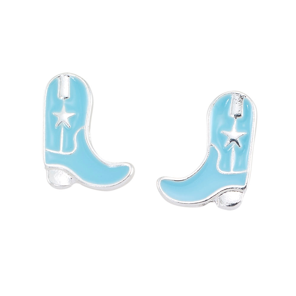 Enamel Cowboy Boot Stud Earrings