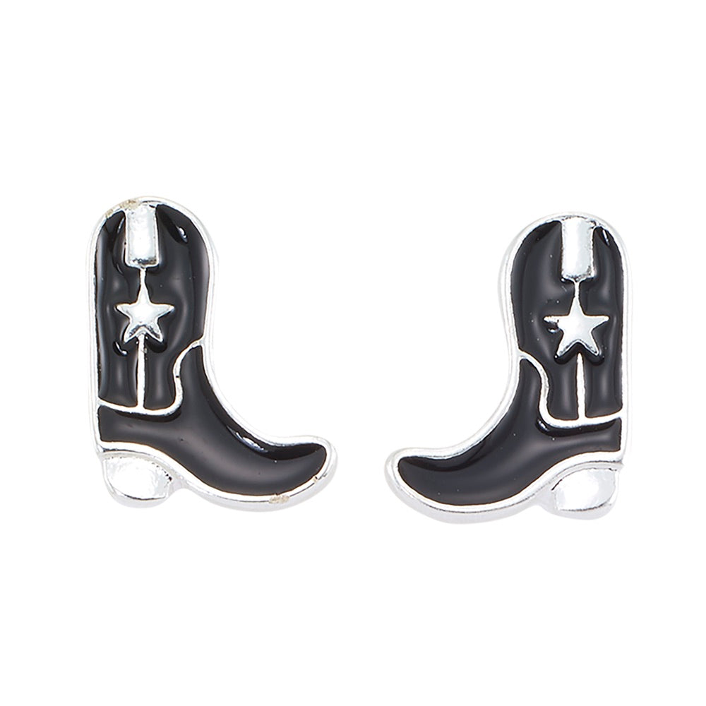 Enamel Cowboy Boot Stud Earrings