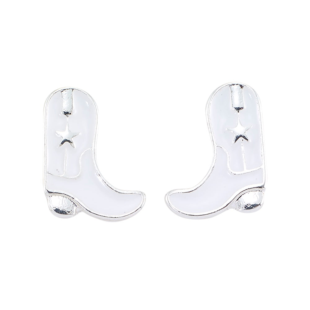 Enamel Cowboy Boot Stud Earrings