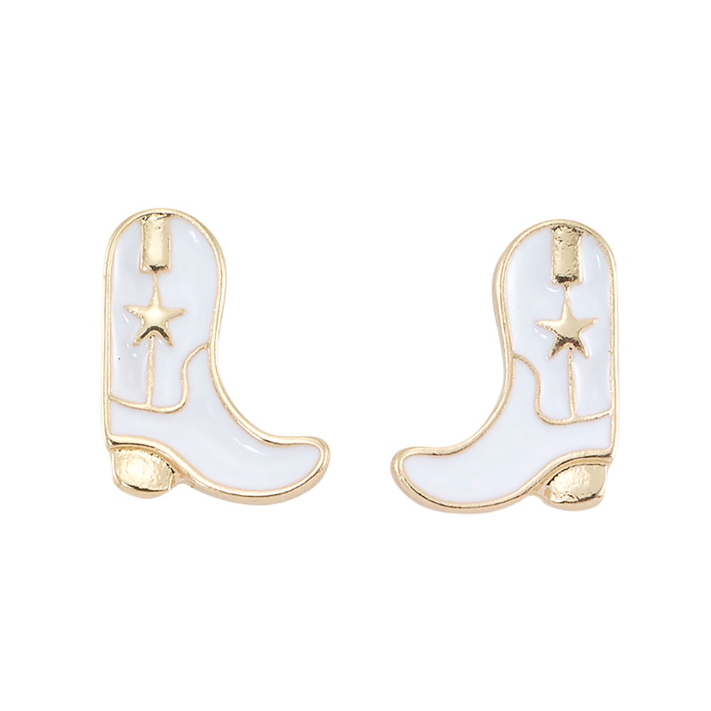 Enamel Cowboy Boot Stud Earrings