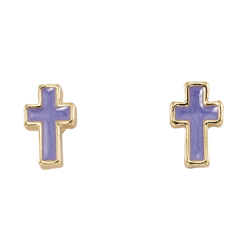 Pearlized Enamel Cross Stud Earrings