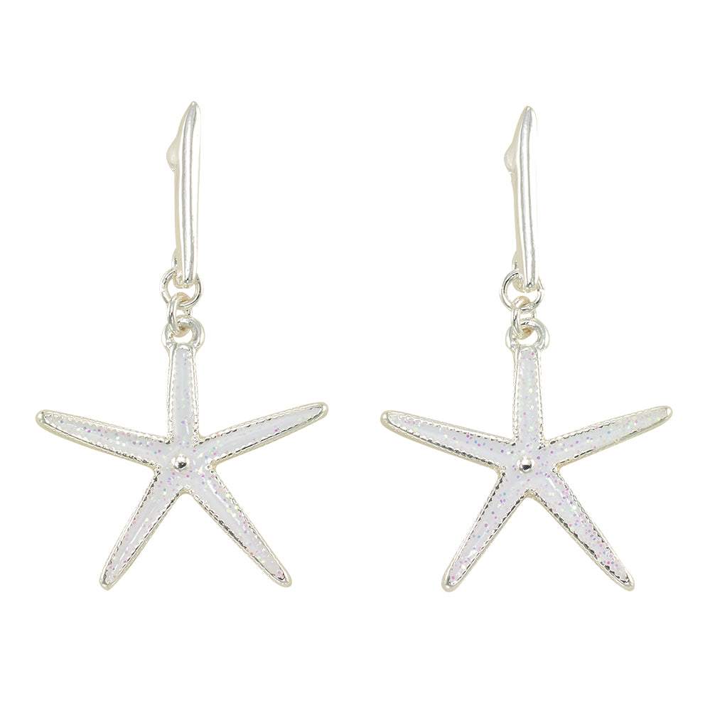 Pearlized Enamel Starfish Drop Earrings