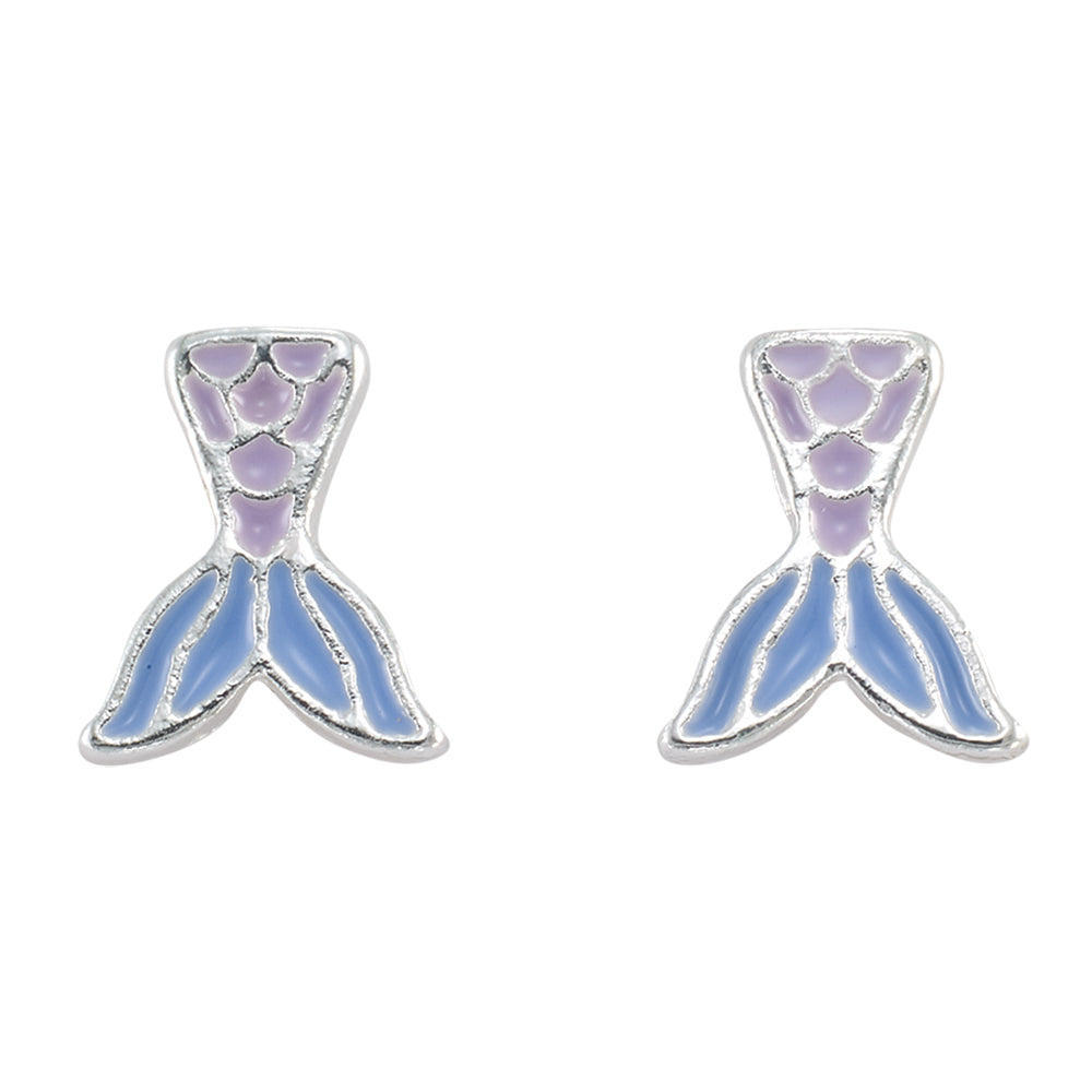 Enamel Mermaid Tail Stud Earrings