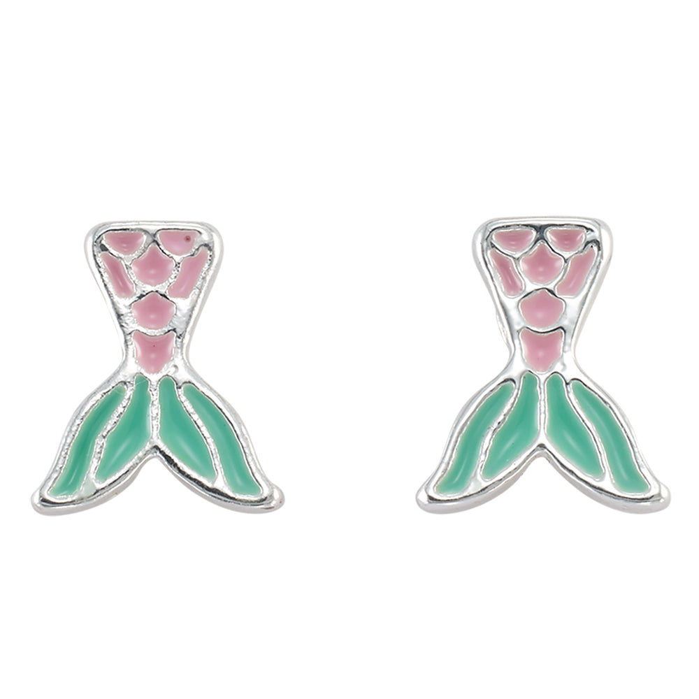 Enamel Mermaid Tail Stud Earrings